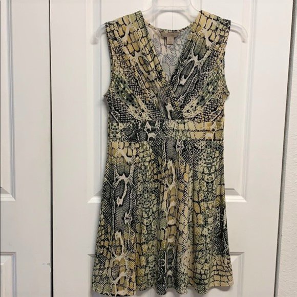 Jonathan Martin Flare Dress Size L Reptile Print Sleeveless Size L - Picture 1 of 6